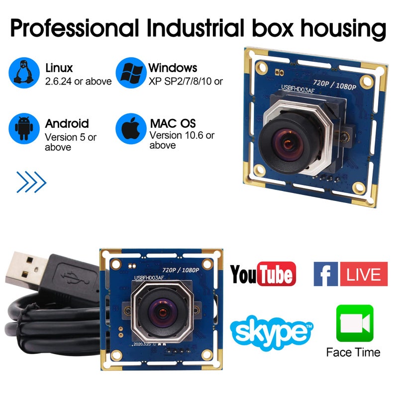 ELP USB Camera Module 100fps Autofocus 2megapixel usb with Camera 1080p FHD Industrial USB Camera 1080P 30fps USB Camera Module 720P 60fps USB Cameras - Image 5